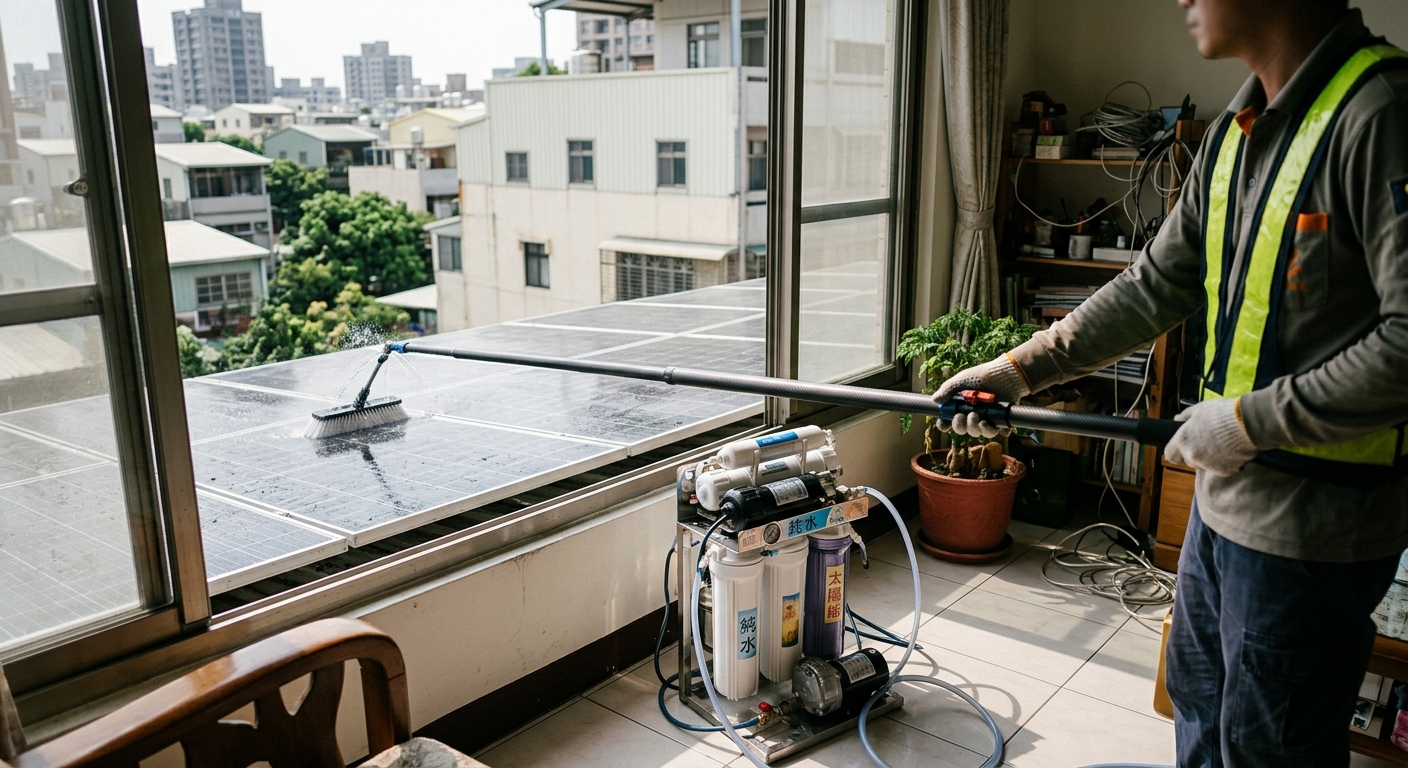 鳳山區太陽能板純水清洗適合嗎？住宅頂樓面板水痕與粉塵處理