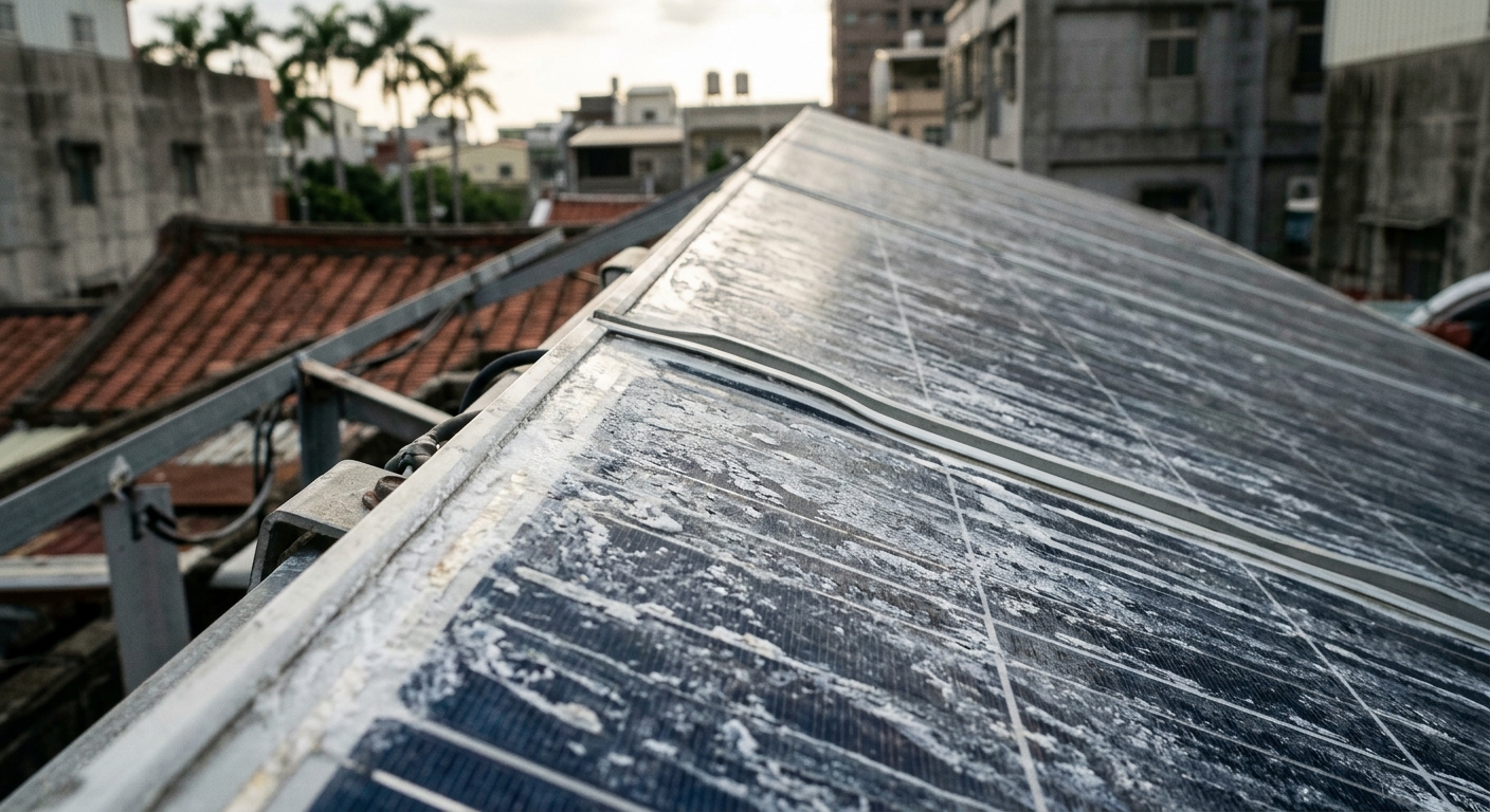 前鎮工業區太陽能板化學粉塵清理：搶救衰退20%的發電量