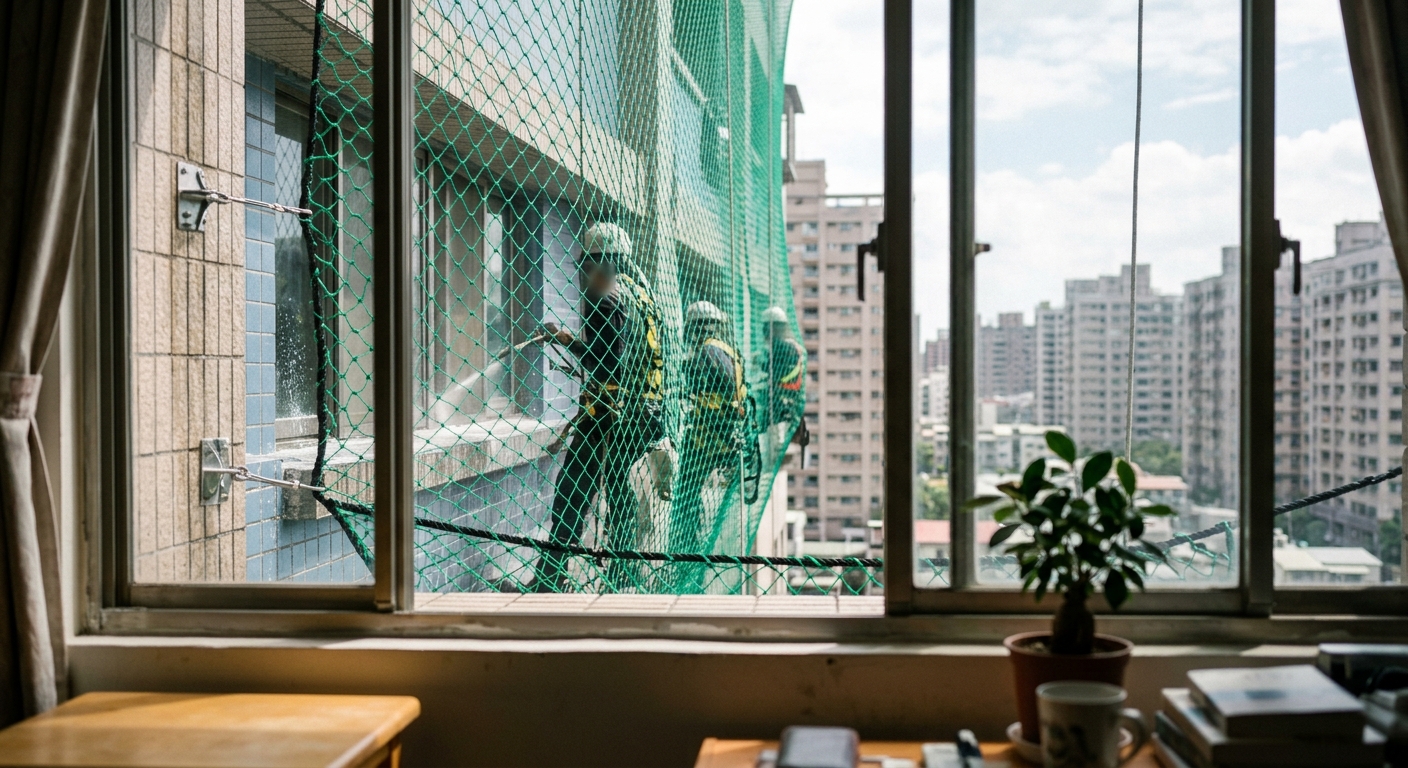 三民區社區防墜網應用：大樓清洗防止工具掉落的終極防線