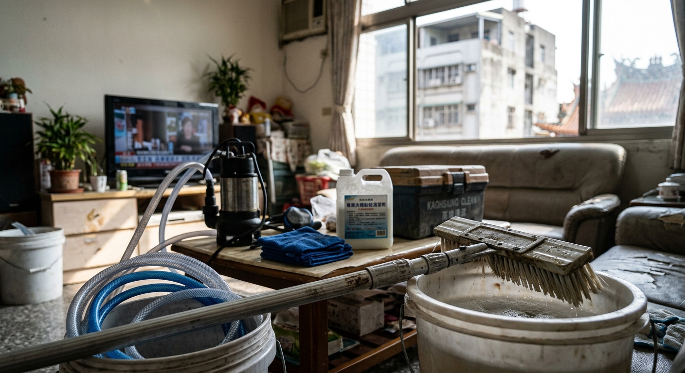 大寮區資源回收廠屋頂清洗：粉塵與病菌附著的雙氧消毒與高壓沖洗